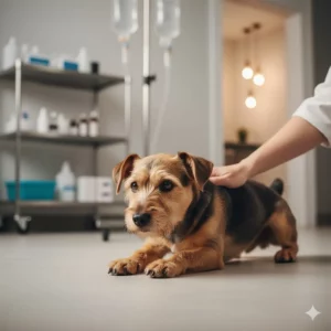 perro con pancreatitis en el veterinario