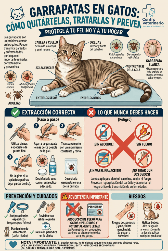 Garrapatas en gatos
